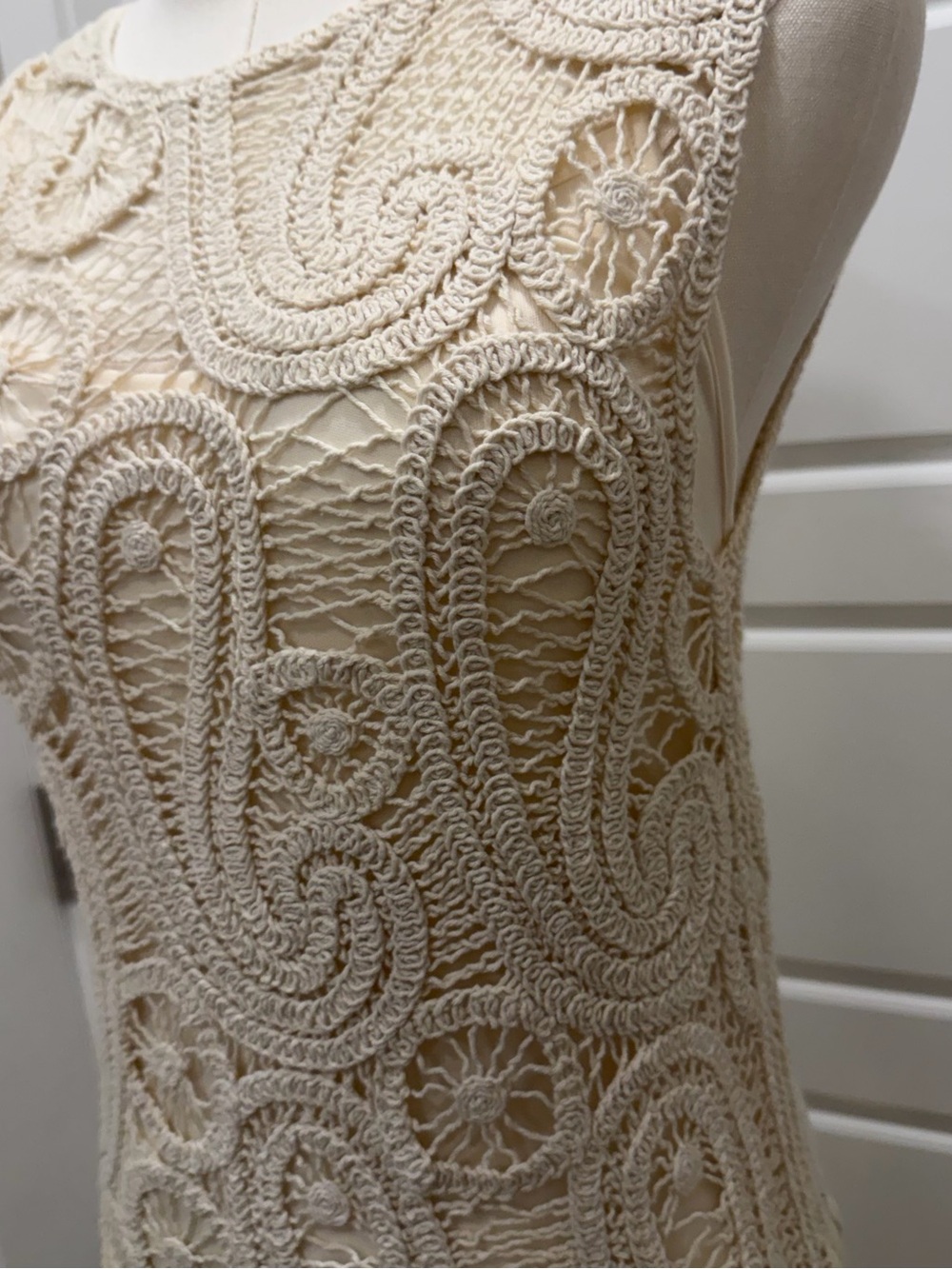 Zara Asymmetrical Crochet Midi Dress in Straw - Picture 9 of 12